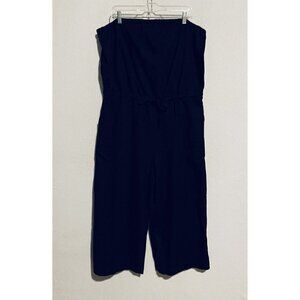Gap Jumpsuit Womens XL Strapless Culottes Drawstring Waist Linen Cotton Boho